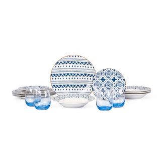 Vajilla de Porcelana - 16 piezas - Tribal Blue