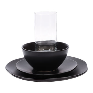 Vajilla de Cerámica con Vaso - 16 piezas - Defi Black