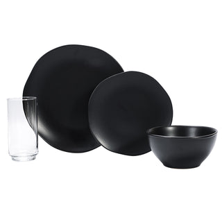 Vajilla de Cerámica con Vaso - 16 piezas - Defi Black