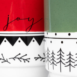 Tazas Navideñas Apilables de Porcelana 2 piezas - Joy