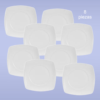 Platos Trinche Cuadrados de Porcelana | 8 piezas