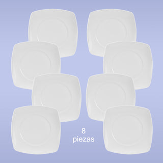 Platos Cuadrados de Porcelana para Taza | 8 piezas