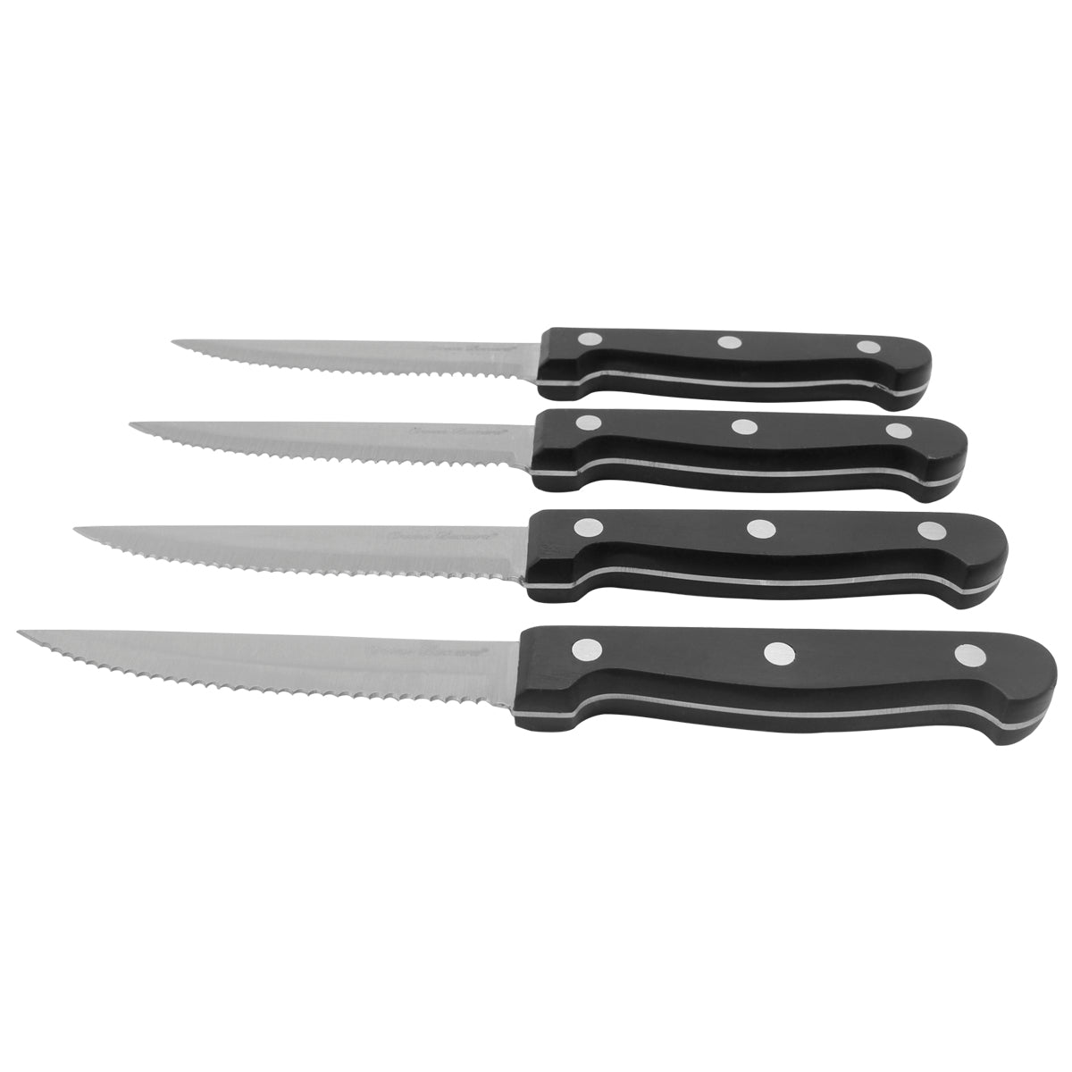 BEWOS Juego de 16 cuchillos para carne, cuchillos de carne con triple  remache, cuchillos dentados, cuchillas dentadas de acero inoxidable (4.5