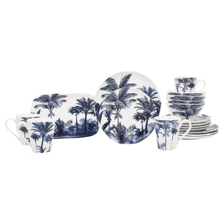 Vajilla de Porcelana de 17 piezas Blue Palm