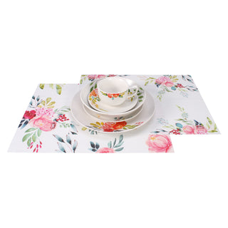 Vajilla de Porcelana con Mantel Individual para 4 Personas, 24 Piezas